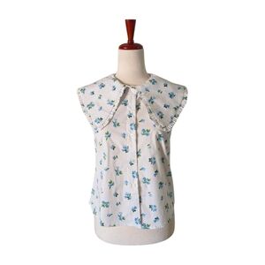 WeWoreWhat Ruffle Collar Button-Up Top Watercolor Ditsy Sz XS NWT